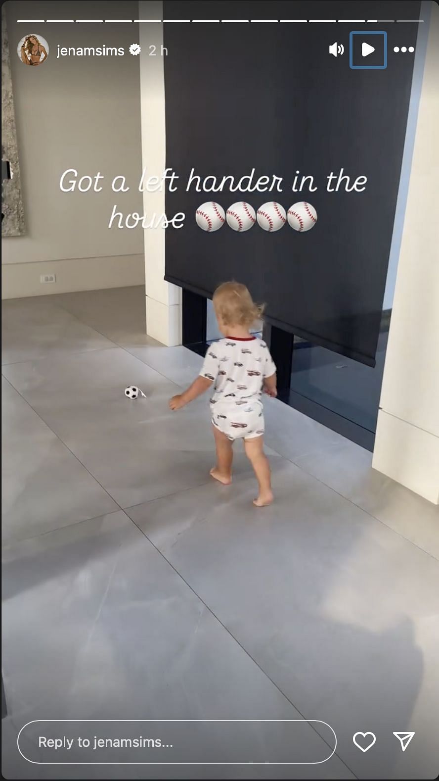 A still taken from Jena Sims' Instagram story on May 10, 2025 - Image via Instagram @jenasims
